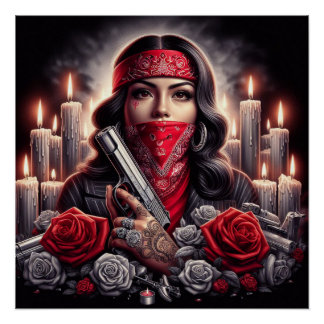Poster Gangster Girl Hip hop chicano art