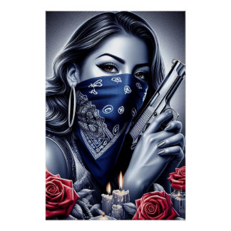 Poster Gangster Girl Hip hop chicano art Design
