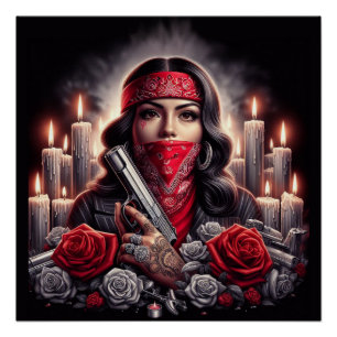 Poster Gangster Girl Hip hop chicano art graphique