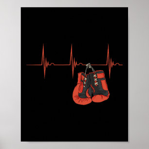 Poster Gants de boxe à fréquence cardiaque Ekg Kickboxing