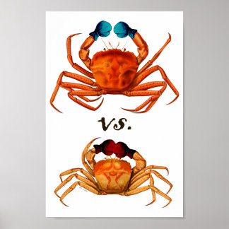 Poster Gants de boxe de crabe Sport Vintage Humour Surréa