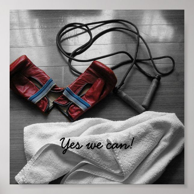 Poster Gants de boxe et salle de gym (Devant)