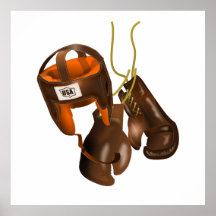 Gants et casque de boxe vintages