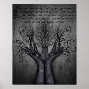 Poster Gants noirs Galaxies Atteindre Les Vases À Main Té