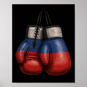 Poster Gants Russe Vintage Style Boxe Avec Russie Fl