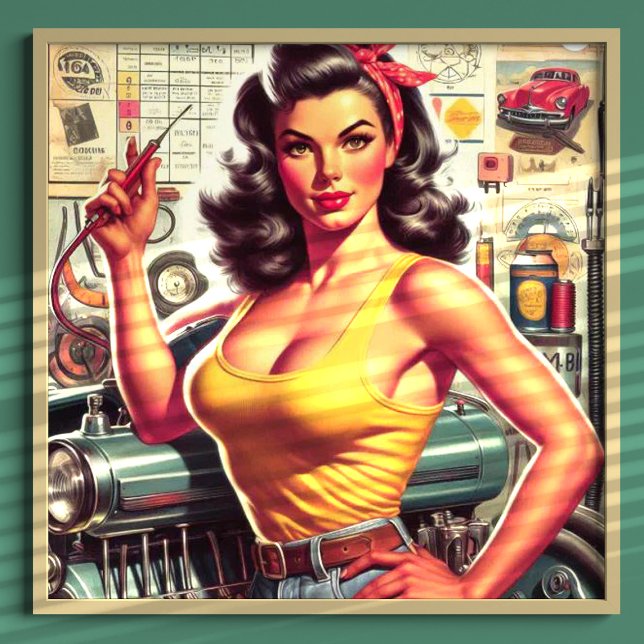 Poster Garage Mécanique Pin-up (Créateur téléchargé)