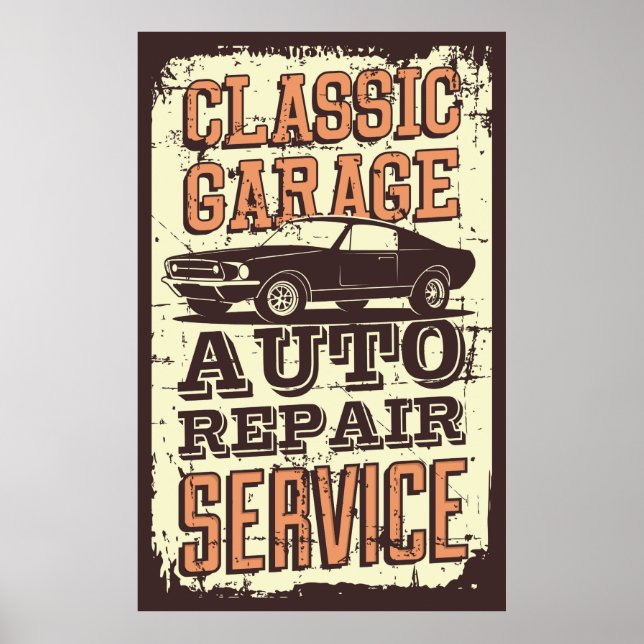 Poster garage retro vintage (Devant)