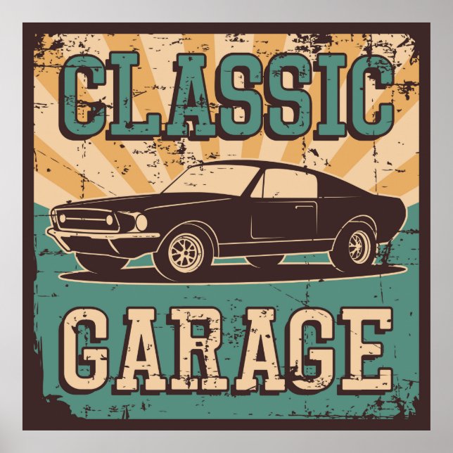 Poster garage retro vintage (Devant)
