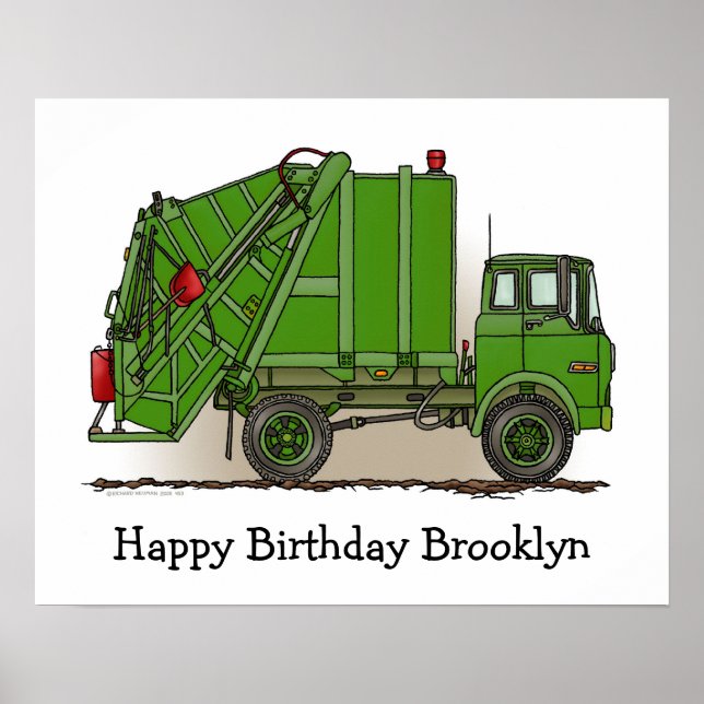 Poster Garbage Truck Green (Devant)