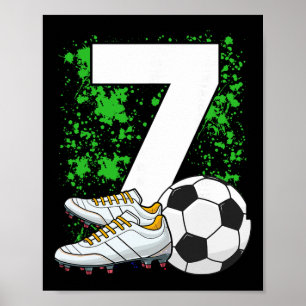 Poster Garçon 7 ans Fête 7ème Anniversaire Footballeur Bi