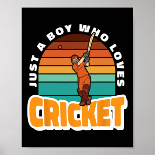 Poster Garçon aime le costume de cricket Tsman jouer au c