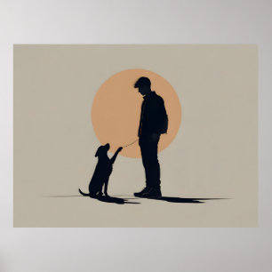 Poster Garçon avec art chien