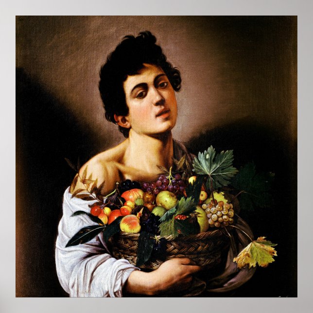 Poster Garçon avec panier de fruits du Caravaggio (Devant)