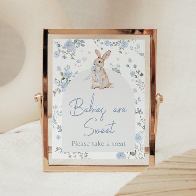 Poster Garçon Certains Baby shower lapin Les bébés sont d (Blue Some Bunny Baby Shower Babies are Sweet Sign)