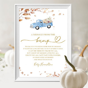 Poster Garçon Citrouille Automne Un Message Du Panneau De