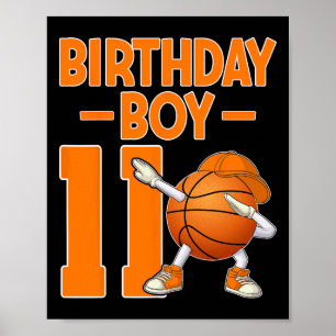 Poster Garçon d'anniversaire 11 ans Dabbing Sketll 11e an