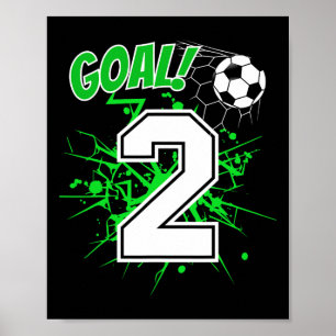 Poster Garçon de 2 ans Enfants 2e anniversaire de footbal