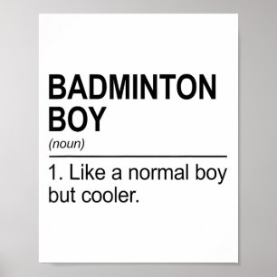 Poster Garçon de badminton Nom Définition Volant Badminto