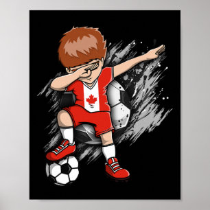 Poster Garçon de football qui Dabbing - Maillot canadien 
