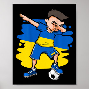 Poster Garçon de football ukrainien Dabbing Maillot Ukrai