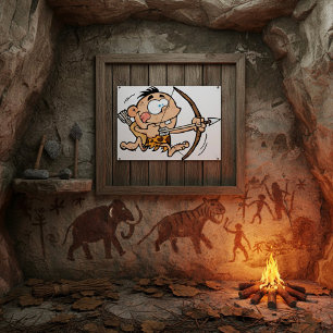 Poster Garçon de la grotte avec arc et flèche
