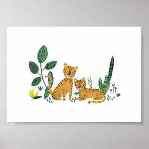 Poster Garçon de la nurserie du safari dans la jungle de