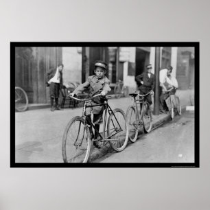 Poster Garçon de messager et bicyclette 1911