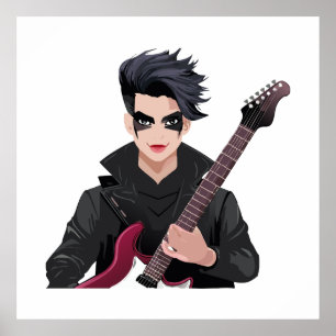 Poster Garçon emo aux cheveux noirs
