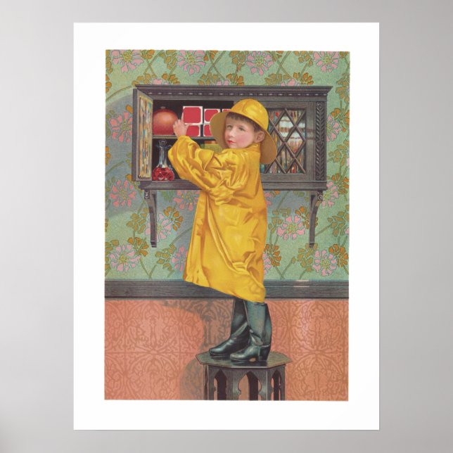 Poster Garçon en Raincoat (Devant)