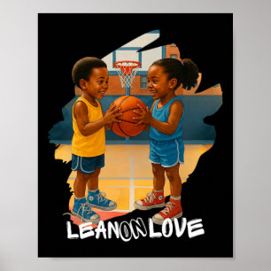 Poster Garçon et fille afro-américains croquis ludique