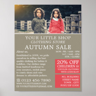 Poster Garçon et fille, Boutique de vêtements pour enfant