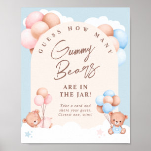 Poster Garçon Fille Jumeaux Teddy Bear Devinez Combien De