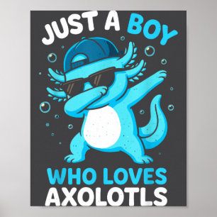 Poster Garçon Mignon Aime Axolotls Enfants Garçons