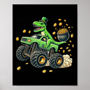 Poster Garçon Monster Truck T-rex St Patricks Day Dinosau