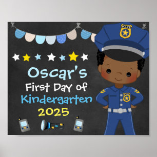 Poster Garçon officier de police Premier jour de l'école 