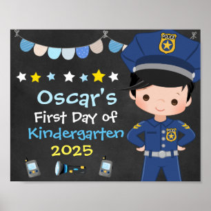 Poster Garçon officier de police Premier jour de l'école 