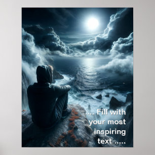 Poster Garçon regardant les vagues