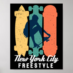 Poster Garçon Skateur New York City Vintage Street Planch