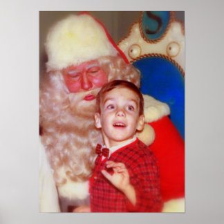 Poster Garçon sur Père Noël Lap - Photo nostalgique Santa