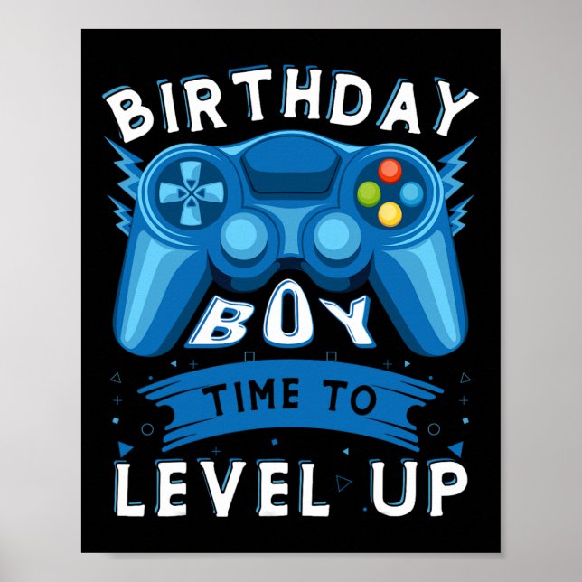 Poster Garçon Temps D'Augmenter Le Jeu Vidéo Anniversaire (Devant)