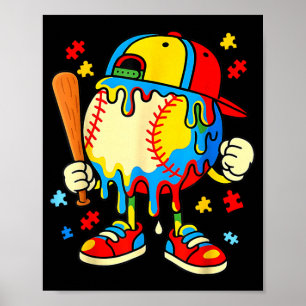 Poster Garçons Baseball Sensibilisation à l'autisme Crème