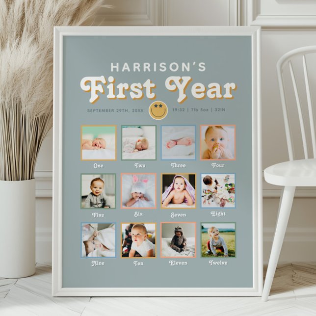 Poster Garçons Cool Dude Première année Anniversaire Phot (Créateur téléchargé)