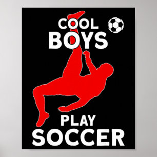 Poster Garçons cools jouent au football 