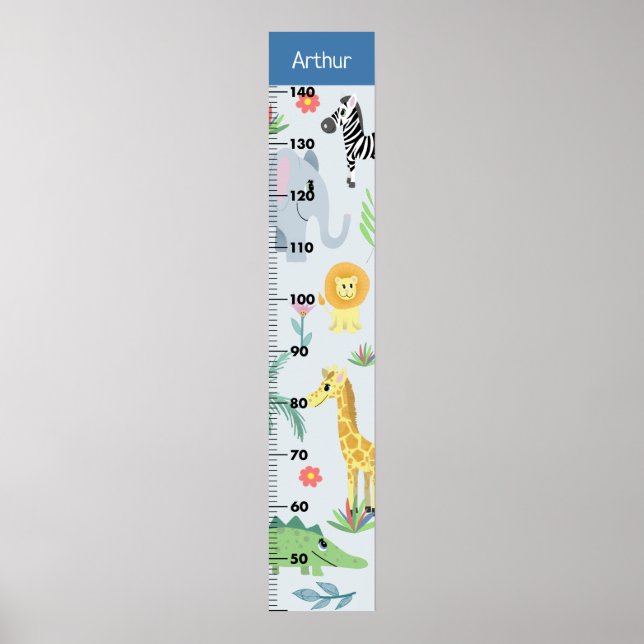 Poster Garçons Cute Safari Animaux Éléphant CM Croissance (Devant)