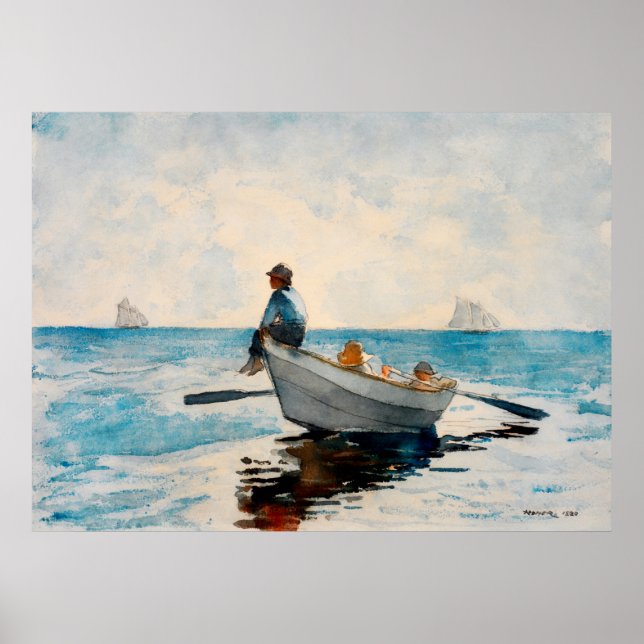 Poster Garçons dans un Dory par Winslow Homer (Devant)