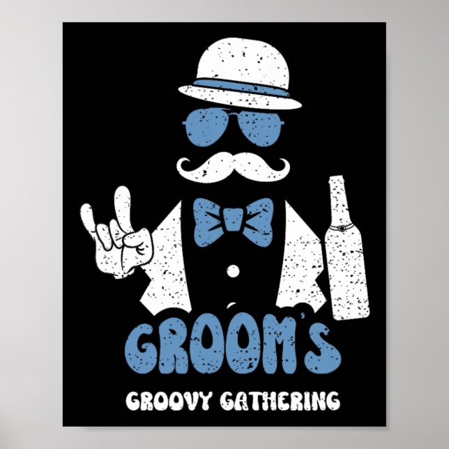 Poster Garçons d'honneur Rassemblement Groovy du marié -  (Devant)