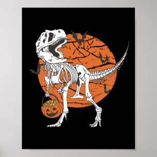 Poster Garçons Dinosaur Squelette T Rex Citrouille effray