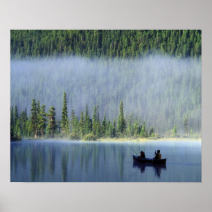 Poster Garçons pêchant sur le lac Waterfowl, Banff Nation