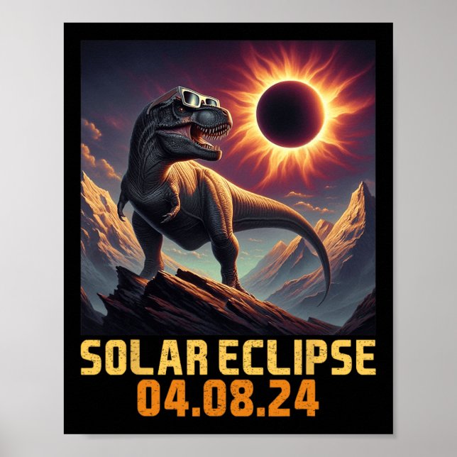 Poster Garçons T Rex Dinosaur Astronaut Total Éclipse Sol (Devant)