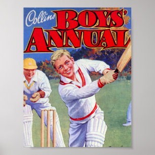Poster Garçons vintages de magazine jouant au cricket